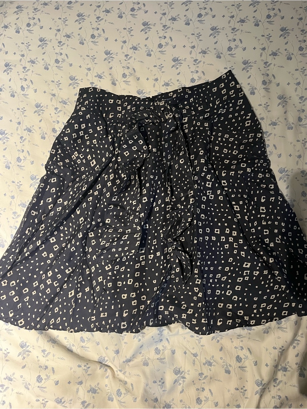 Anthropologie Navy Printed Skirt